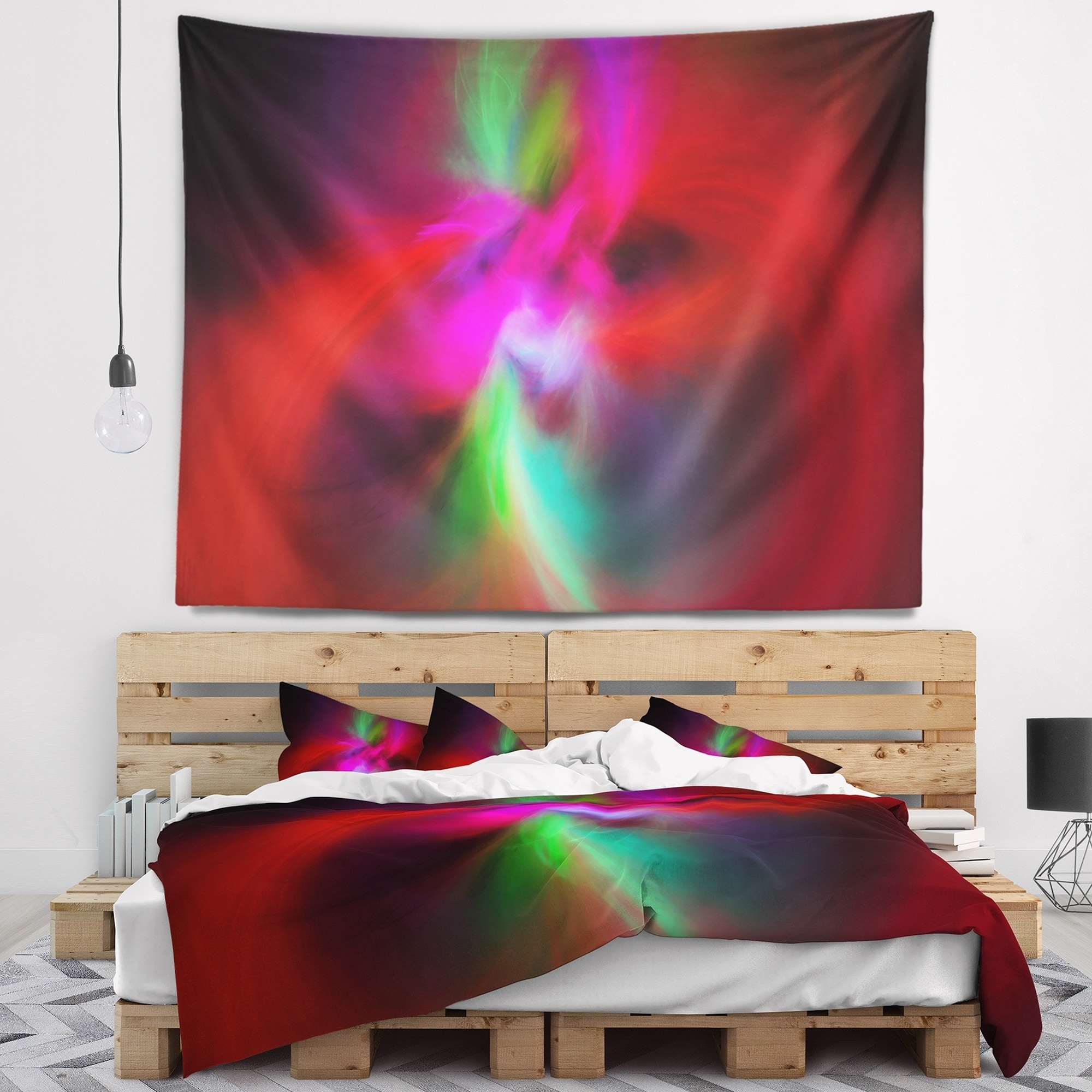 DESIGN ART Designart 'Red Spiral Kaleidoscope' Abstract Wall Tapestry