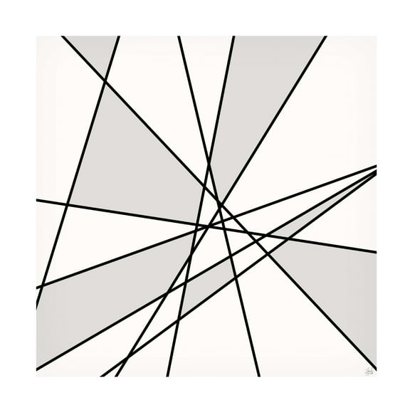 Canvas Wall Art - Line and Brush 'Line and Off White 2' Wall Art for Living Room, Bedroom, or Office Décor by Trademark Fine Art - 14 x 14 Inches