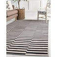 thumbnail image 1 of Unique Loom Williamsburg Collection Casual Transitional Thick Alternating Stripes Area Rug, 4 x 6 ft, Black/Beige, 1 of 2