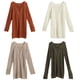 thumbnail image 3 of Suéter de punto con cuello en V para mujer, jersey de punto largo suelto Eccomum Caqui L, 3 of 7
