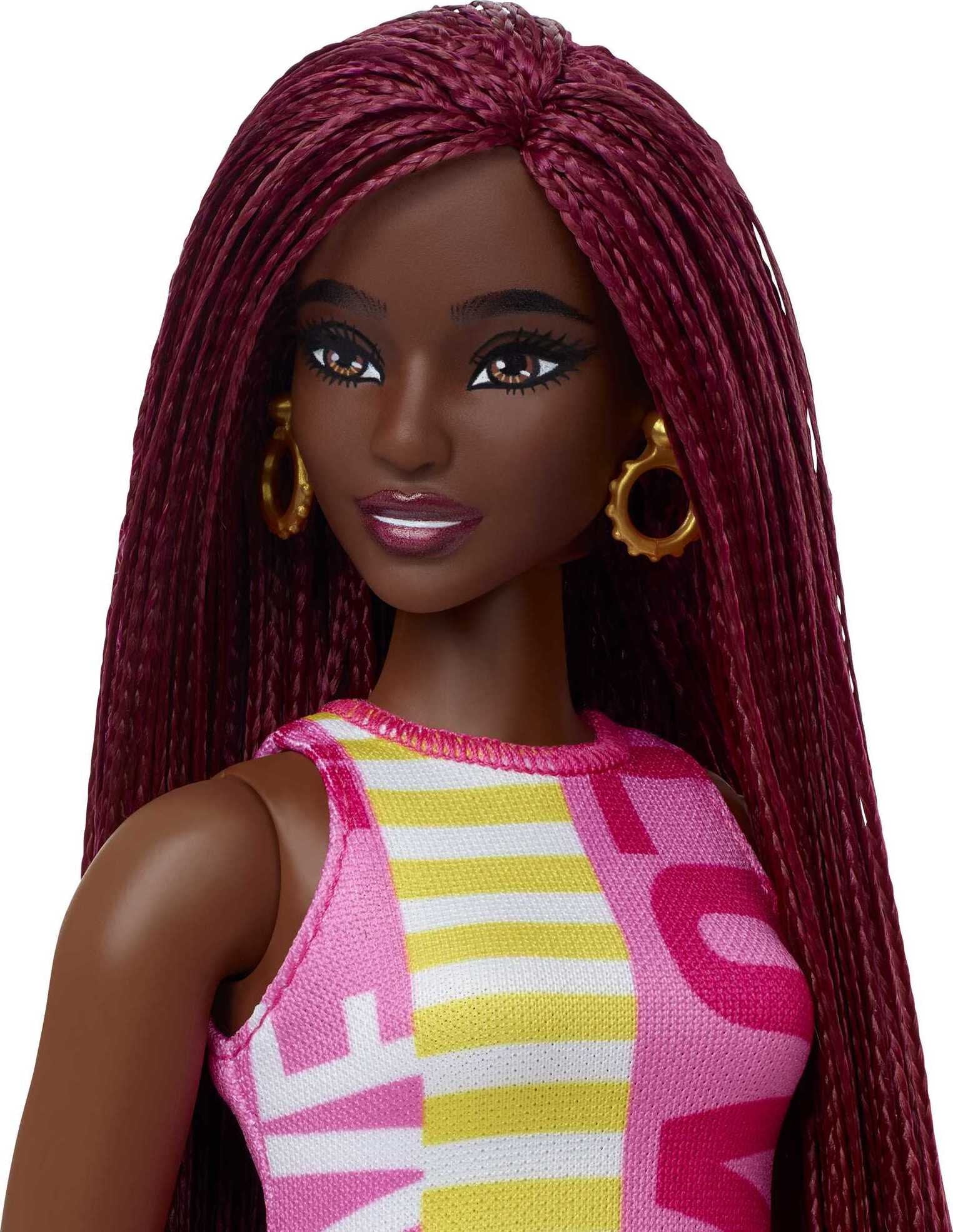 Moske Susteen Bug Barbie Fashionistas Doll #189 in Sleeveless Dress with Curvy Body, Crimson  Braids & Accessories - Walmart.com