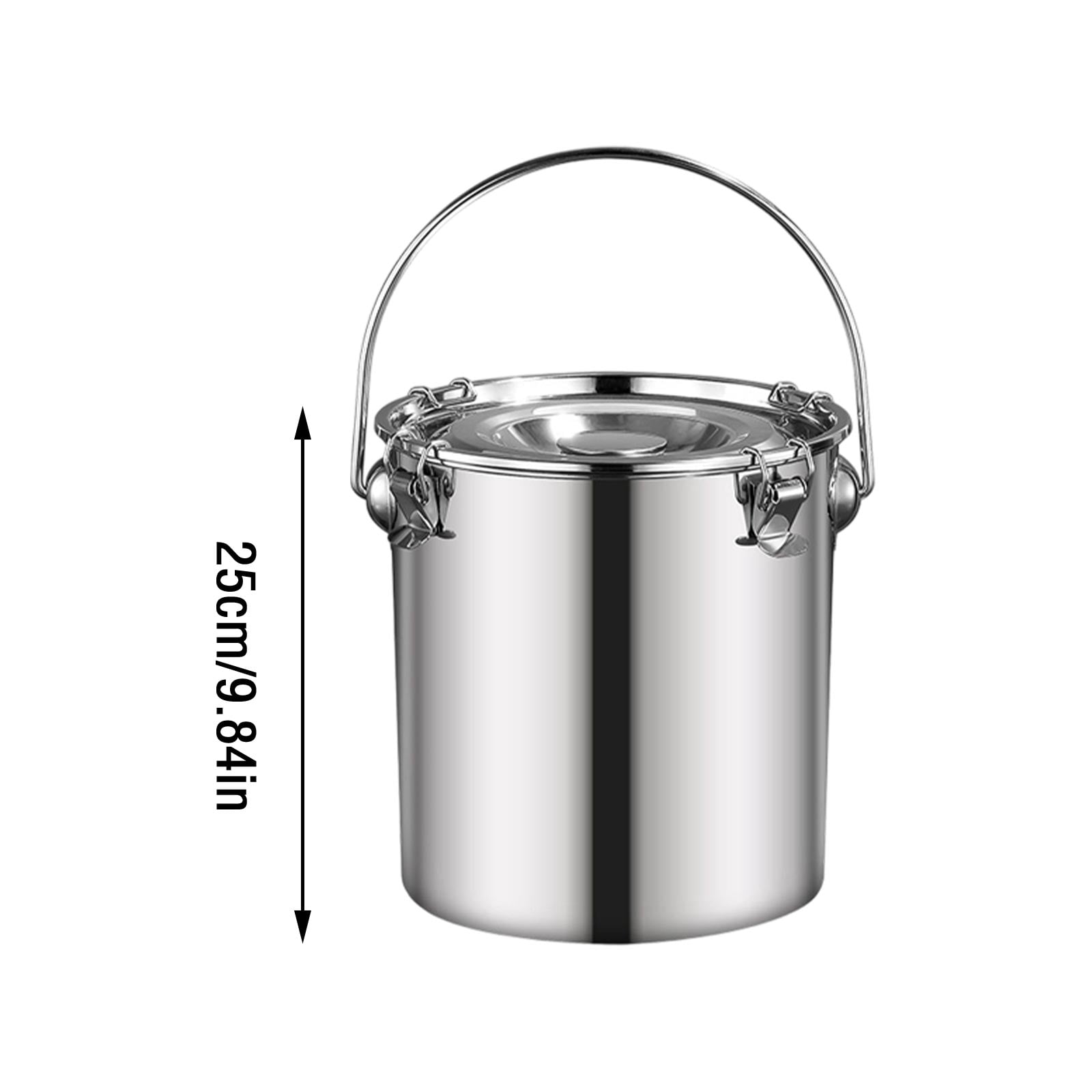 Food Storage Container, Stainless Steel Container, Kitchen Food Storage Container, BucketwithLidandHandle, 9.84in, 1 Pc, Reflective, Storage Pantry, Sealed Canister, Airtight