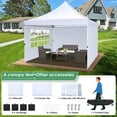 thumbnail image 3 of SANOPY 10' x 10' Pop up Canopy Tent, Adjustable Commercial Instant Outdoor Party Tent with 3 Removable Sidewalls, Carry Bag, White, 3 of 6