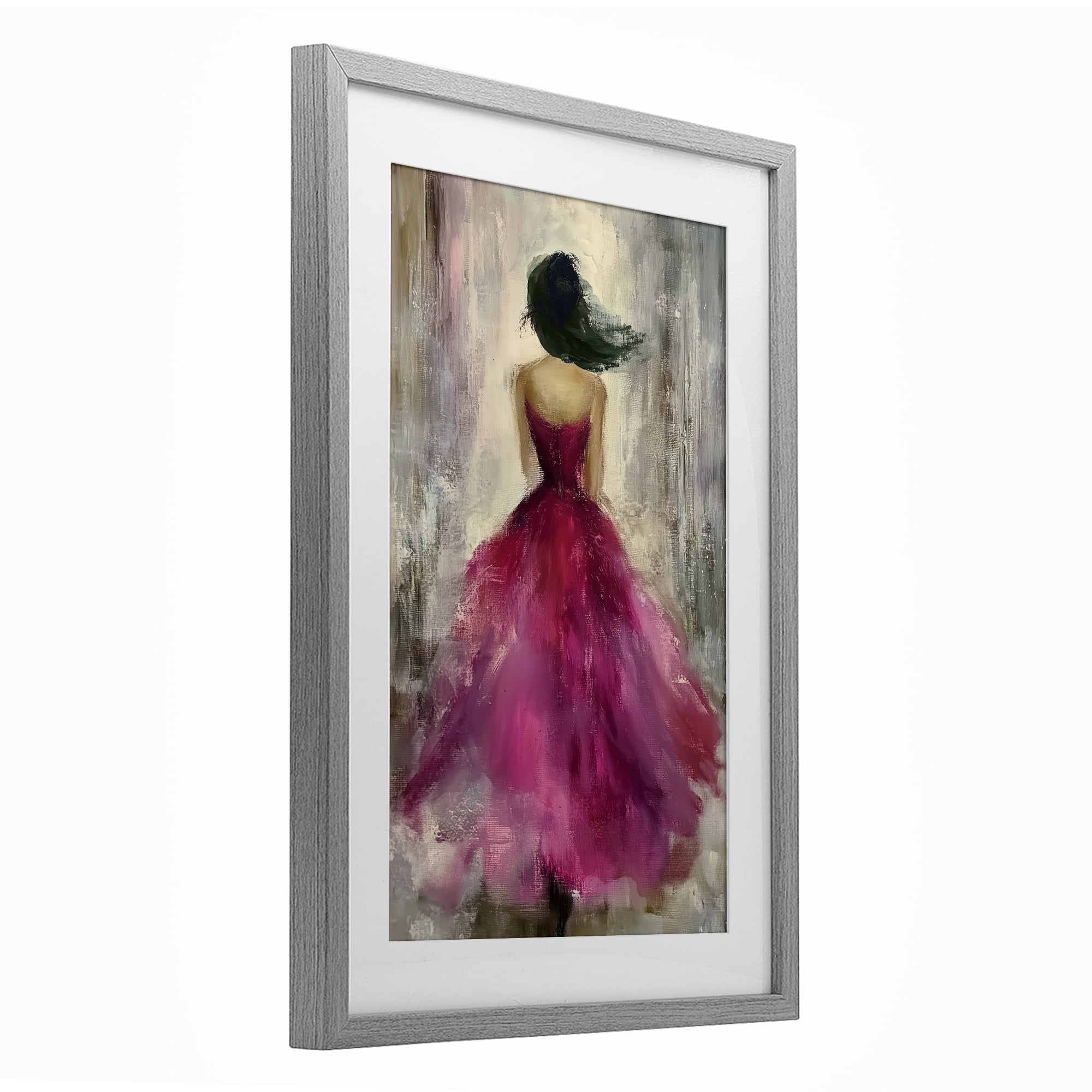 After Midnight Girl in Gown Gray Framed Print Under Glass, design by Annabelle Hall