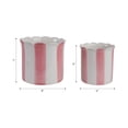 thumbnail image 5 of Ceramic Scalloped Striped Flower Pots for Home Decor - Decorative Planters for Indoor and Outdoor Plants - Plant Pots for Living Room and Garden Decor - Set of 2, 7", 6", Pink & White, 5 of 14