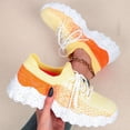 thumbnail image 5 of Rotm Workout Shoes for Women Women's Breathable Air Cushion Jazz Dance Shoes Lace Up Mesh Sneakers Athletic Walking Dance Thick Soled Orange,7, 5 of 6