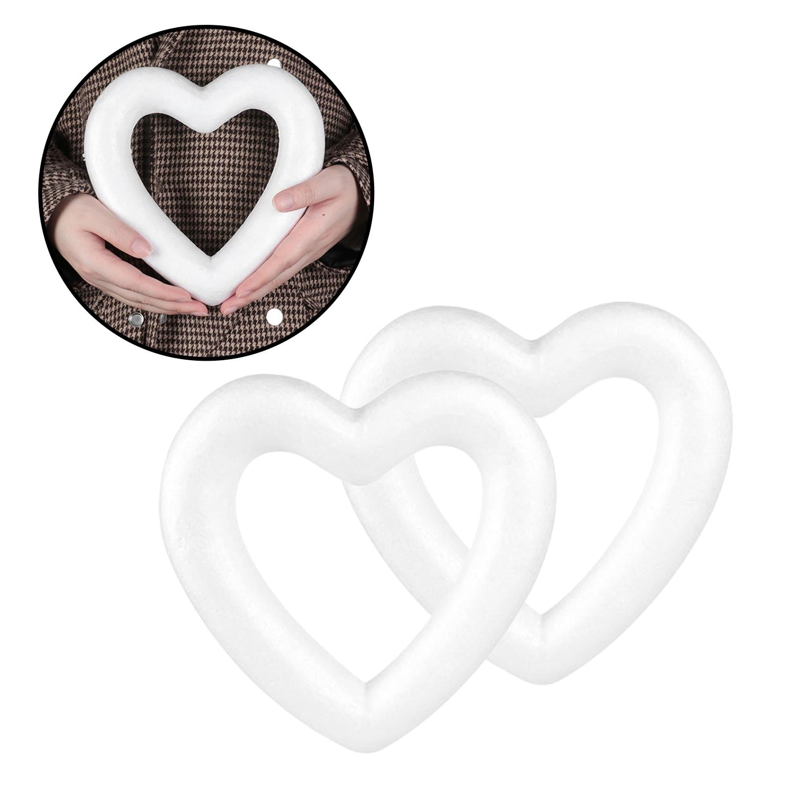 Foam Hearts - Hollow Shapes Wreath Crafts Ball Love Shaped, Customize w/  Flowers, Paint, Rope, Twine, Ribbon,, Embellishments - 2PCS/20CM 