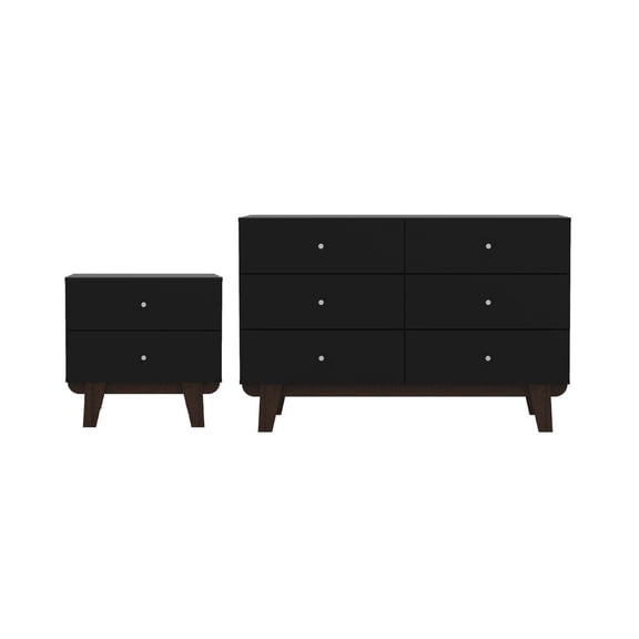Hillsdale Living Essentials Hillsdale Kincaid Wood 6 Drawer Dresser and 2 Drawer Nightstand, Matte Black