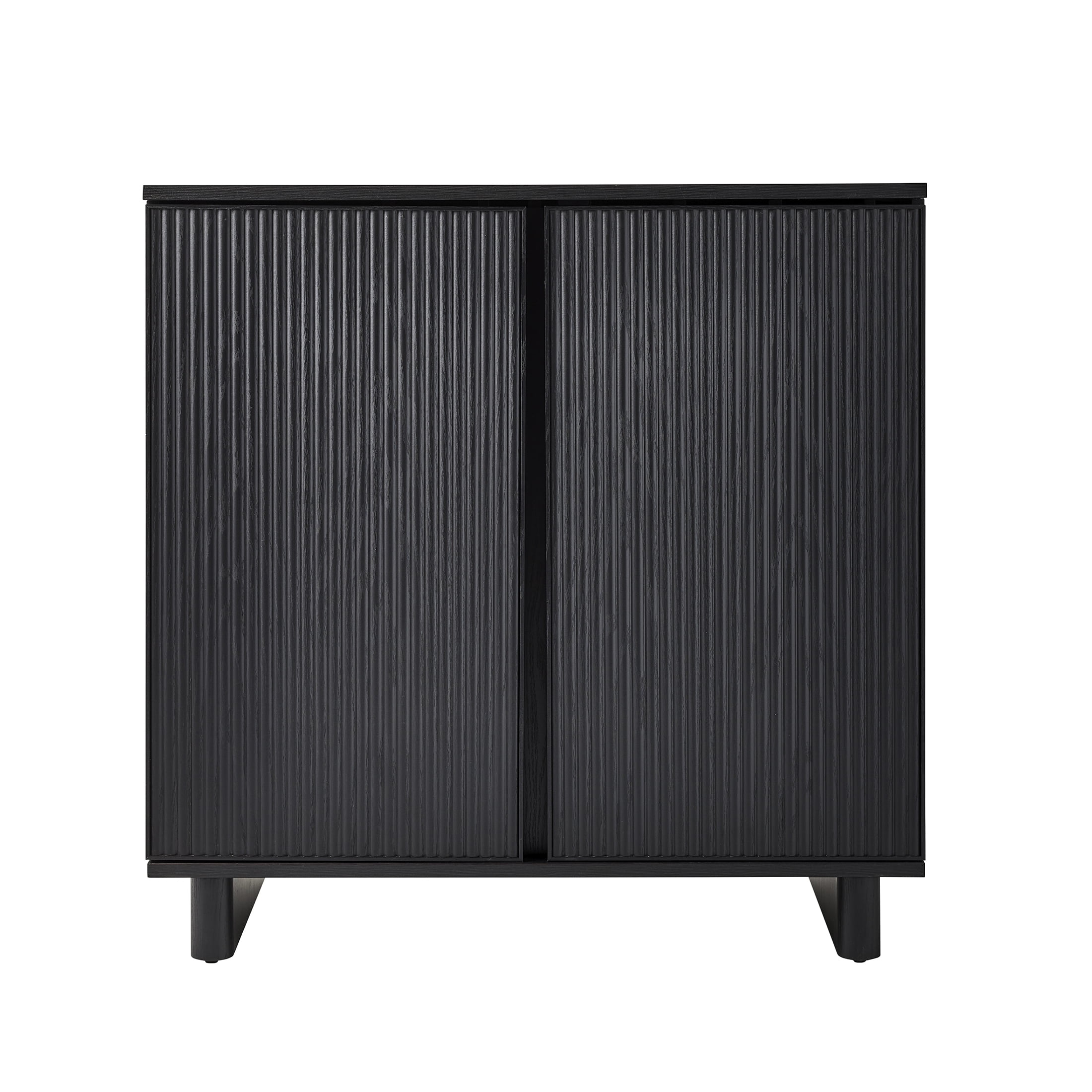 Better Homes & Gardens Lillian Fluted Bar Cabinet with Storage, Rich Black Finish