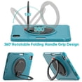 thumbnail image 6 of Kids Friendly Case for iPad Air 11" 2024 2025/Pro 11 2022 2021 2020 2018/Air 4/Air 5, Rugged Case with Rotating Ring Stand Pencil Holder Heavy Duty Protection Slim Silicone PC, Blue, 6 of 13