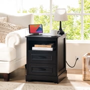 HIPPIY Co.ltd 18" Farmhouse Night Stand with Charging Station, Bedside Tables with 2 Drawers &… — $49.99 (71% off)