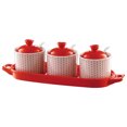 thumbnail image 1 of Bol à Sucre Bleu avec Couvercle, Pot de Rangement pour Sucre, Casserole à Sucre, Contenant à Sucre Pot à Épices, Pot à Sucre et Sel Bocal à Assaisonnement-Rouge-3 Ensemble de, 1 of 7