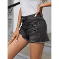 thumbnail image 2 of EMMIOL Women's High Waisted Rolled Denim Shorts Casual Ripped Summer Hot Shorts with Pockets Frayed Distressed Style, 2 of 5