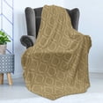 thumbnail image 4 of Damask Soft Flannel Fleece Throw Blanket, Middle Inspired Symmetrical Shapes Floral Arrangement Soft Colors Print, Cozy Plush for Indoor and Outdoor Use, 70" x 90", Khaki, by Ambesonne, 4 of 5