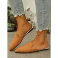 thumbnail image 5 of Gomelly Women Flat Slides Pointed Toe Mules Flats Slip On Backless Loafers Anti-Slip Ballets Party Brown 10, 5 of 7