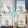 thumbnail image 5 of No Hook Shower Curtain with Snap in Liner, Ocean Starfish Conch Shell Eucalyptus Waterproof Bath Curtain Double Layers with See Through Top Window, Colorful Wood Grain Hotel Shower Curtains 48x72in, 5 of 9
