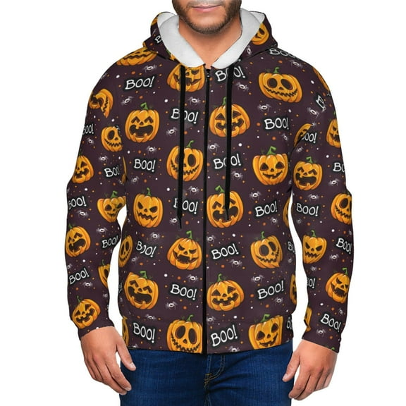 Zip Up Hoodies for Men - pumpkins fun halloween Long Sleeve Comfrt Men'S Fashion Hoodies & Sweatshirts, Jackets for Men Hoodies Pullover Clothing Clothes with Pouch