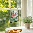thumbnail image 3 of Rose and Hummingbirds Stained Glass Panels Window Hangings Tiffany Glass Traditional Art Crafts for Home Decor Gifts Square design, 8in 74OR1, 3 of 6