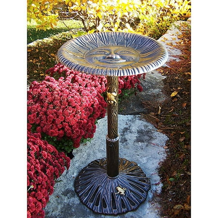 Sun God Bird Bath, Antique Bronze