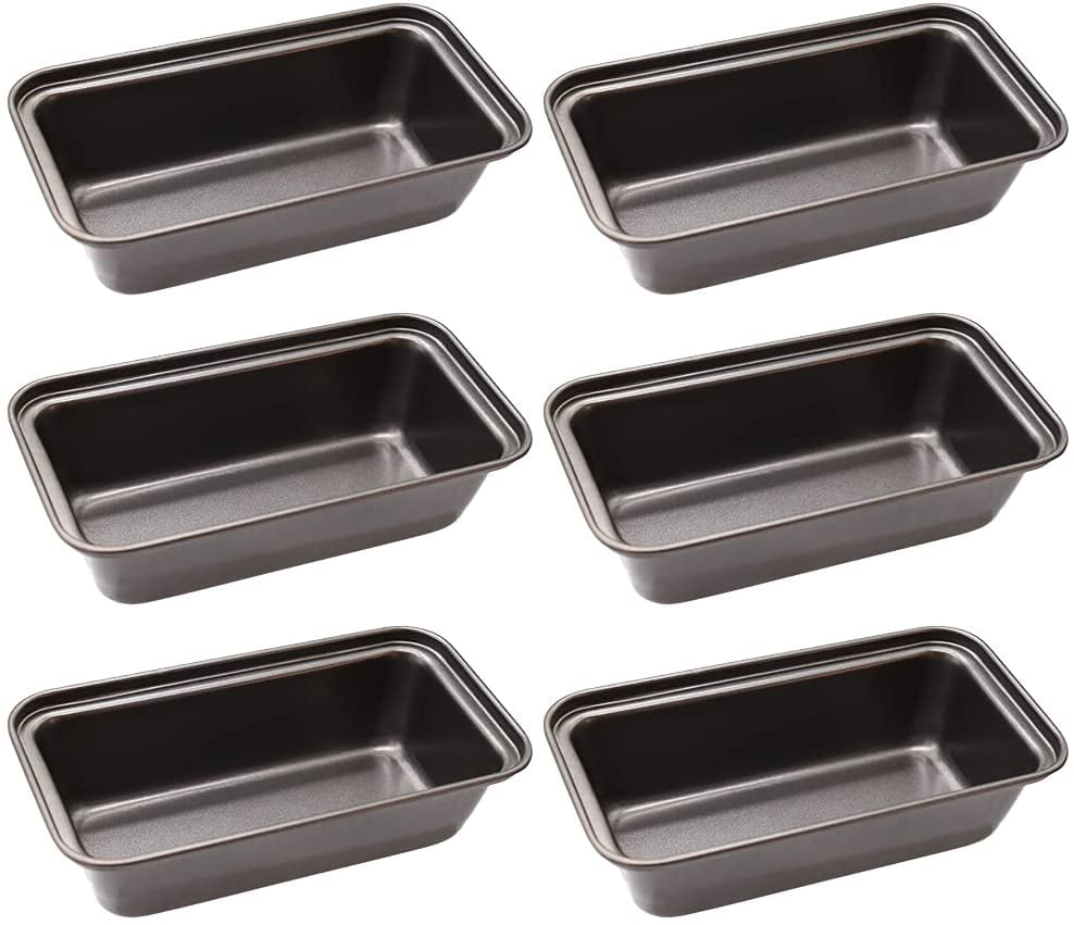 6 CUPS NON-STICK CARBON STEEL MINI LOAF PAN BAKING MOLD FOR CAKE BREAD BROWNIES 