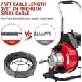 thumbnail image 4 of 75FT 3/8 Inch Electric Sewer Snake, Auto Feeding Drain Auger Cleaner with 4 Cutter Heads & Foot Switch – 2" to 4" Pipe Drain Cleaner Machine for Home & Professional Use, 4 of 7