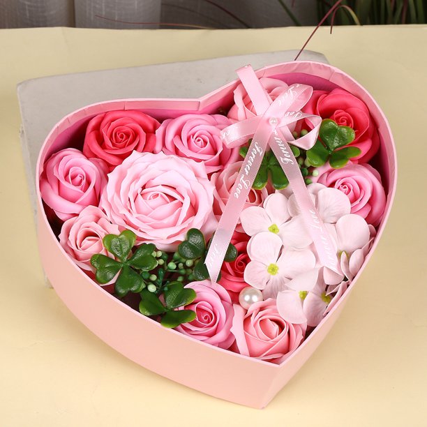 Caja de regalo creativa con forma de corazón de flor de jabón, regalo creativo de cumpleaños para San Valentín y Navidad para novia