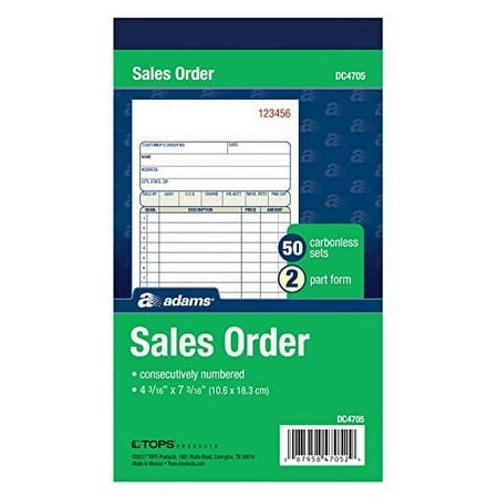 Adams Sales Order Books, 2-Part, Carbonless, White/Canary, 4-3/16" x 7-3/16", Bound Wraparound Cover