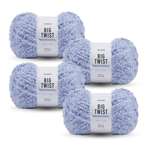Big Twist Baby Emu 4 Pack Bulky Polyester Yarn, Baby Beluga, 218 yd, 7 oz
