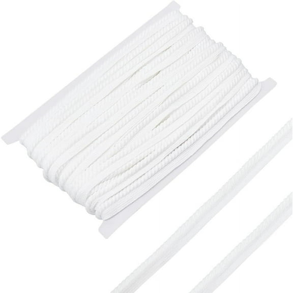 15 Yards White Twist Lip Cord Trim 1/2 Inch Large Twist Rope Cord with Lip Polyester Edge Piping Trim Cord Rope Embellishment for Sewing Clothing Pillows Lamps Draperies