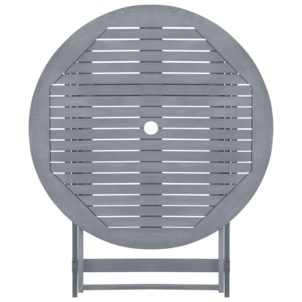 Kepooman 27.6" x 27.6" Outdoor Garden Folding Table, Patio Solid Acacia Wood Bistro Table with A Umbrella Hole