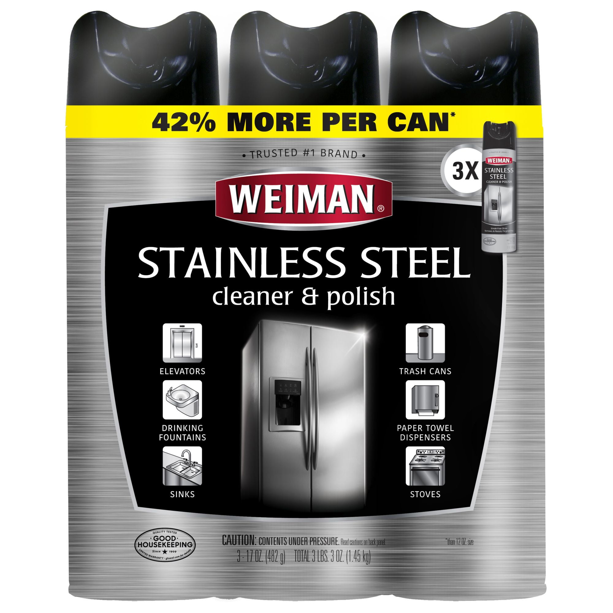 Product of Weiman Stainless Steel Cleaner, 3 pk./17 oz. - Walmart.com Weiman Stainless Steel Cleaner Walmart