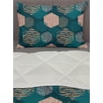 thumbnail image 3 of Leopard Comforter & Sham Bedding Set, Hexagons in Various Stripes Strokes and Blobs, 3 pcs Duvet Set Microfiber Filling Quilt, 5 Sizes, Dark Teal Pale Salmon, by Ambesonne, 3 of 4
