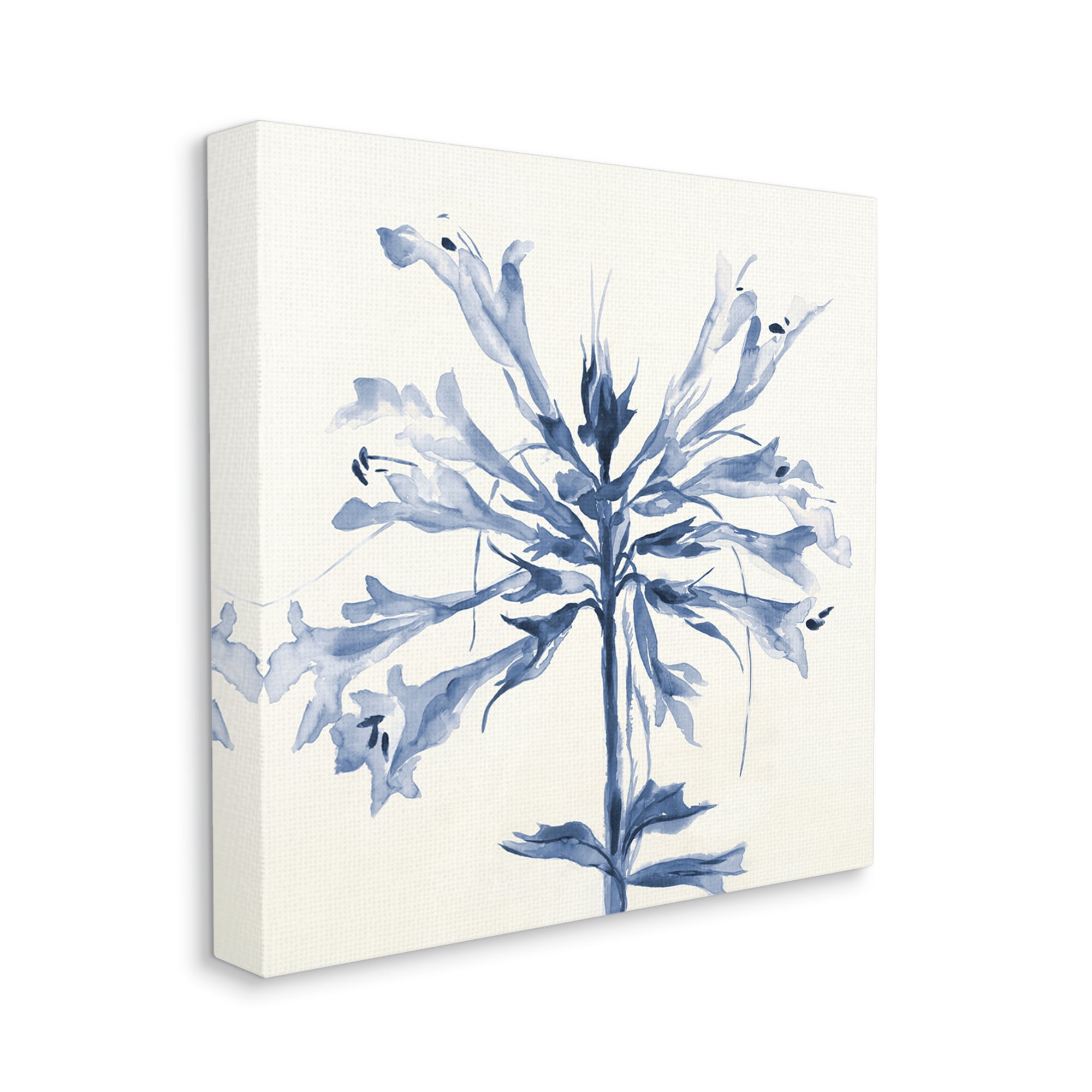 Stupell Industries Modern Blue Flower Botanical & Floral Painting Gallery Wrapped Canvas Print Wall Art, 36 x 36