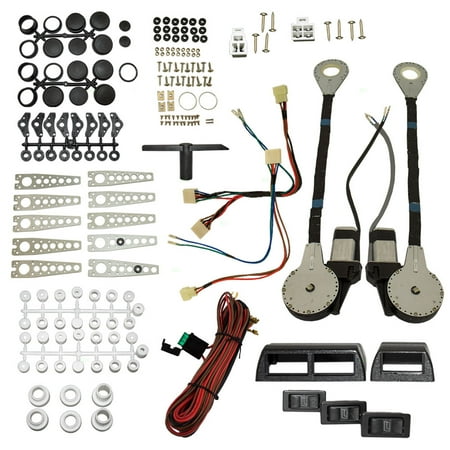 Window Regulator Guide - BROCK Universal Electric Power Window Lift Regulator Roll Up Conversion Kit with Switches Wiring and Hardware for 2-Door Pickup Truck SUV Van Car