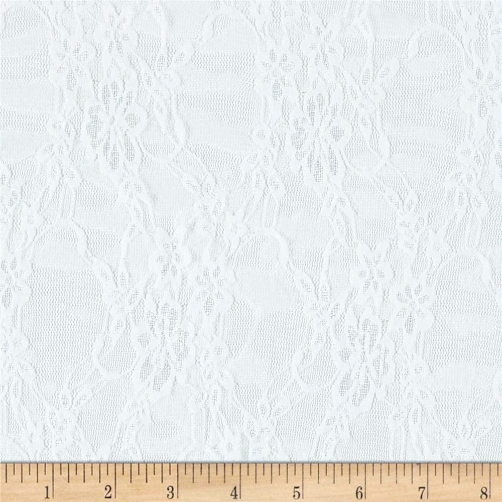 Ben Textiles Giselle Stretch Floral Lace White Fabric By The Yard