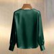 thumbnail image 5 of TaTaai Women's Loose Fit Summer Top Long Sleeve V-Neck Solid Color Pearl Accent Professional Office Casual Blouse Gift, 5 of 5