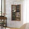 thumbnail image 2 of 6 LEDs Mirror Jewelry Cabinet Lockable 47.2" H Wall/Door Mounted Jewelry Armoire Organizer Rustic Brown, 2 of 8