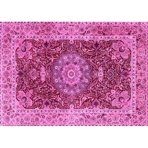 Ahgly Company Indoor Rectangle Medallion Pink Traditional Area Rugs, 8' x 10'