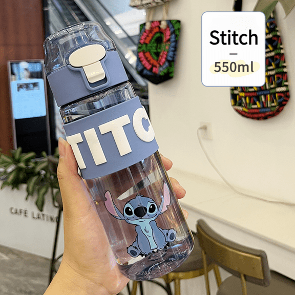 Stitch 550ml Plastic Material Water Bottle Leak-Proof with Locking Spout Cover Hot or Cold Water for Travel Sport