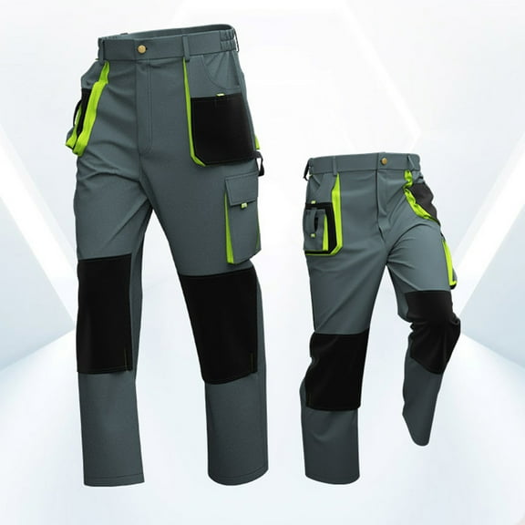 Mingw Men's Fashionable Color Blocked Work Clothes Multi Pocket Work Pants
