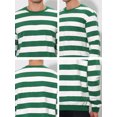 thumbnail image 6 of INSPIRE CHIC Men's Striped Sweatshirt Regular Fit Round Neck Long Sleeves Printed Pullover Sweatshirts M Green White, 6 of 7