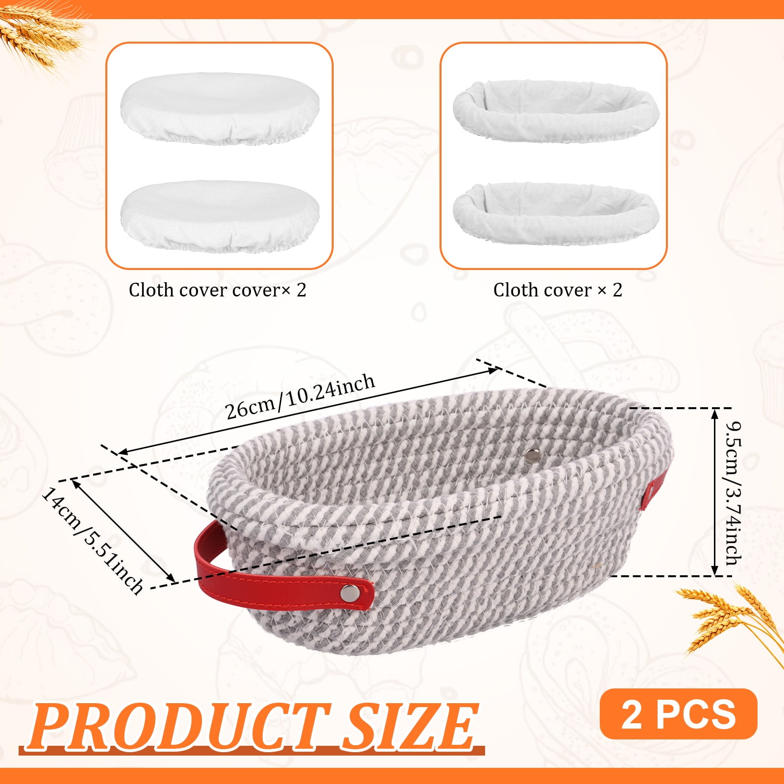 Cotton Rope Proofing Basket for Bread Baking Oval And Round Banneton Bread Basket with Liner And Cover for Homemade Sourdough Baking