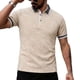 thumbnail image 2 of Ceisia Men's Regular Fit Contrast Trim Jacquard Short Sleeve Turndown Collar Casual Polo Shirt Gifts, 2 of 9