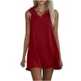 thumbnail image 2 of Gamivast Mini Dress for Women Sleeveless Hoodie Dress V-Neck Casual Dress Ruffle Hem Loose Fit Daily Summer Beach Sporty Vacation Outfits, 2 of 8