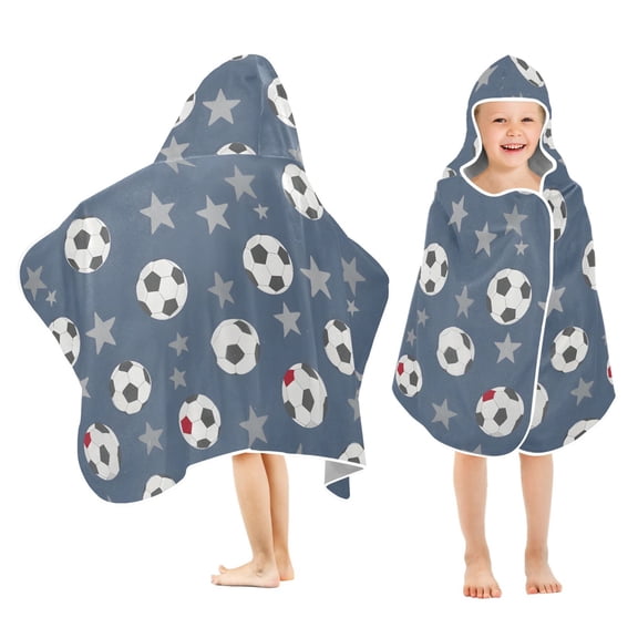 joogoo Soccer Balls Stars Kids Hooded Beach Towel Baby Bath Towel 23.5"x50"