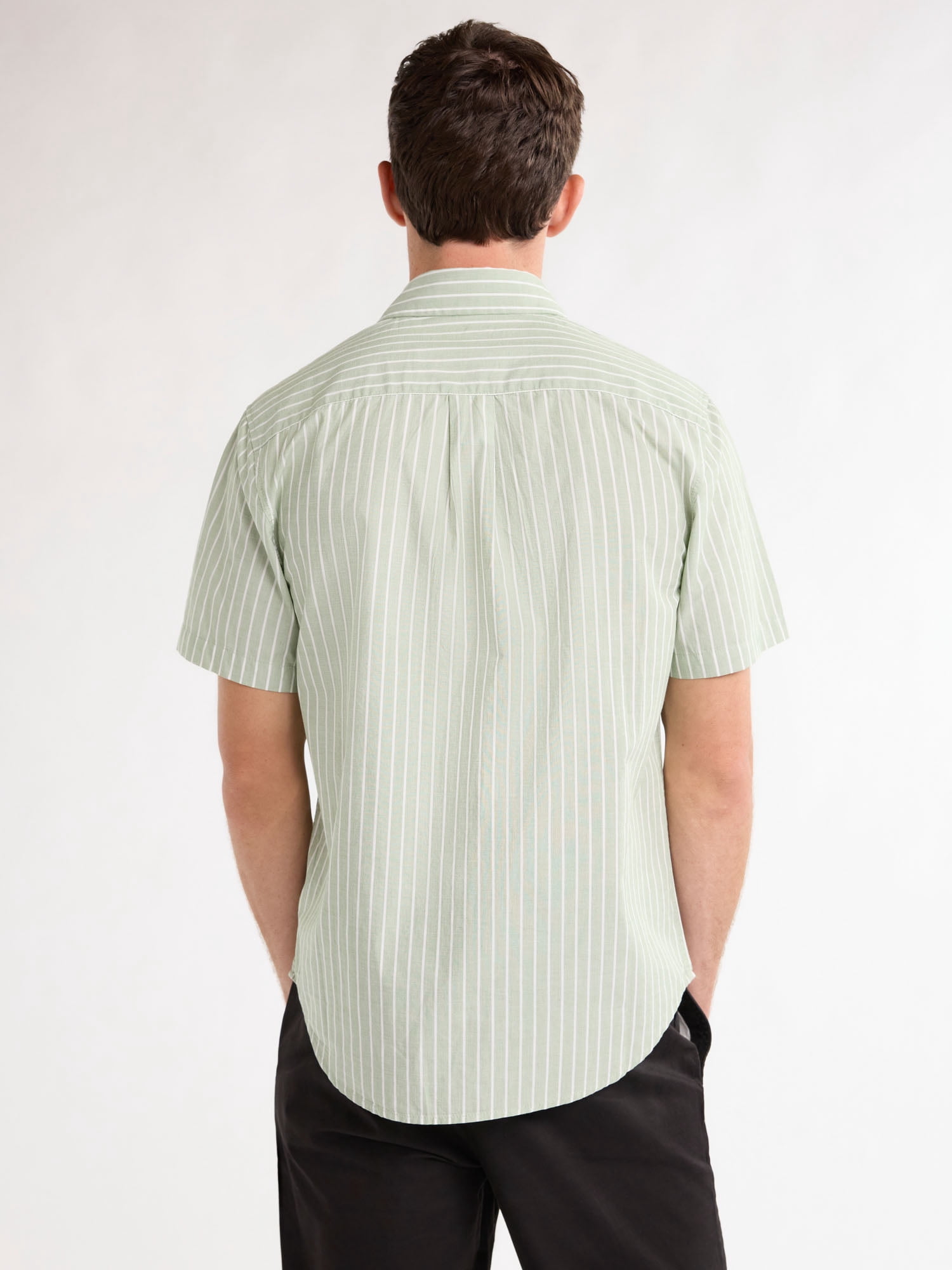Free Assembly Men’s Heathered Button Front Shirt with Short Sleeves, Sizes XS-3XL