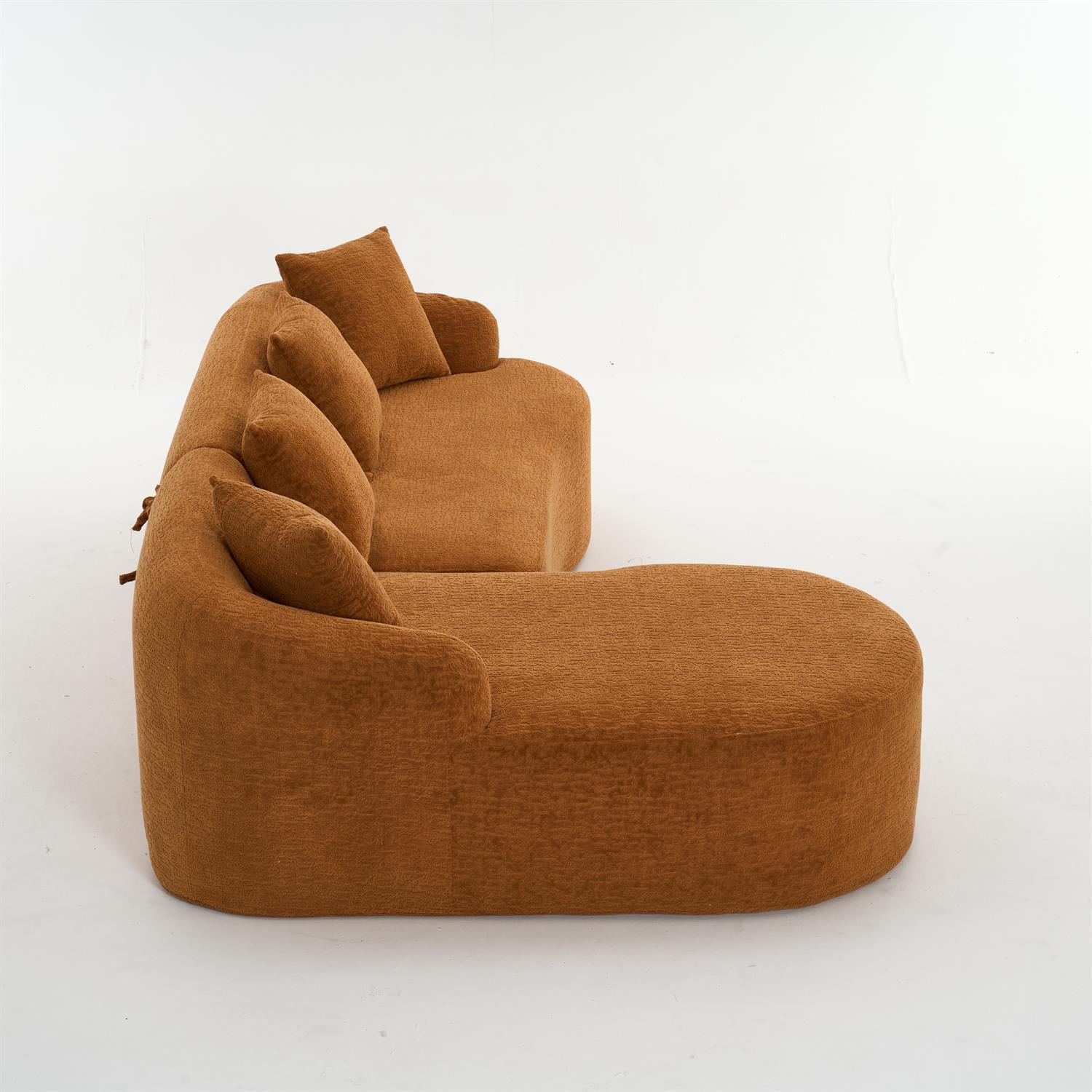 Demi Bonn 98" Cozy L-Shape Sectional Sofa with Curved Chaise, High-Density Foam, Chenille Modular Couch for Living Room, Supports 900 lbs, Orange