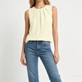 thumbnail image 4 of GUACER Women's Pleated Crew Neck Tank Top Loose Fit Sleeveless Blouses Summer Casual Flowy Camisole, 4 of 7
