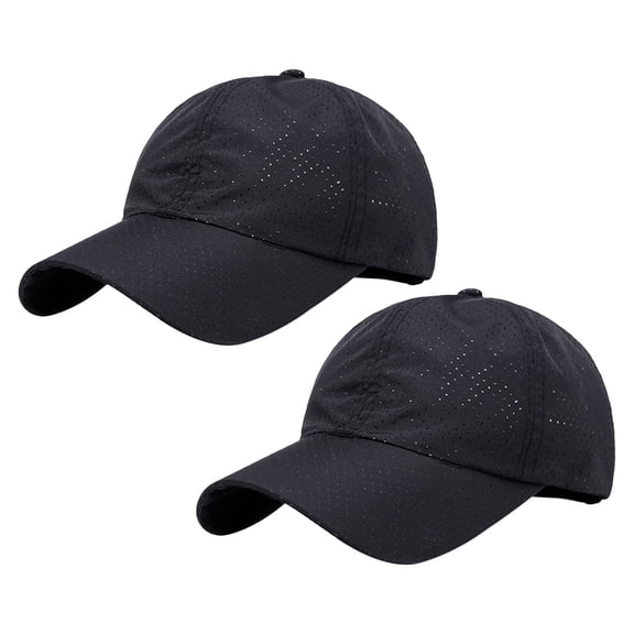 TEHAUX Sun Hat Black Breathable Mesh Unisex Adjustable Outdoor Cap for Hiking Fishing Running