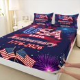 thumbnail image 4 of Manfei Retro Usa Printed Queen Sheets,Vintage Firework Flag Queen Sheet Sets,Red Purple,4pcs,1 Flat Sheet, 1 Fitted Sheet and 2 Pillowcases, 4 of 6